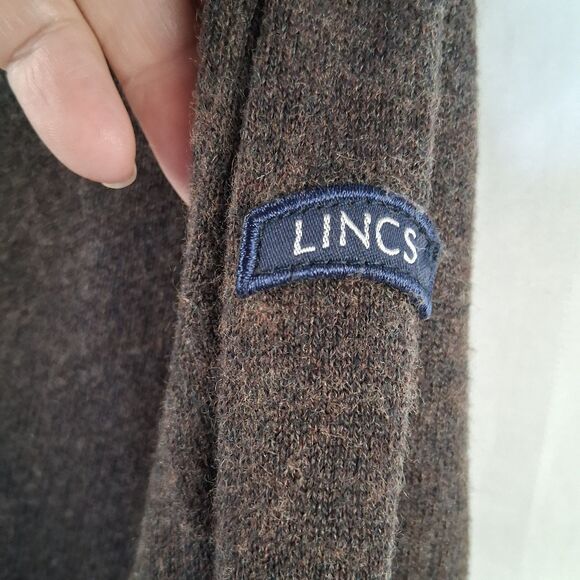 Lincs David Chu Men's Sweater Cotton Cashmere Elbow Patch Crew Neck Size L - Picture 4 of 16